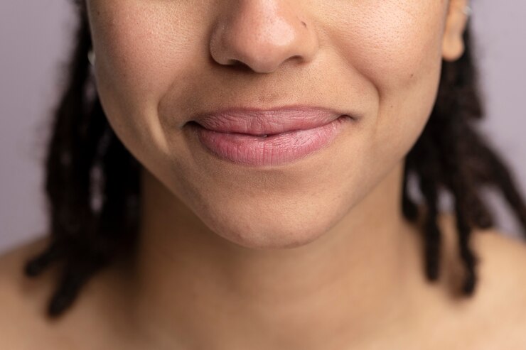 Close up on skin pores during face care routine